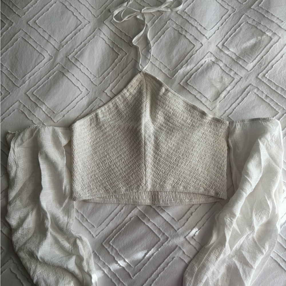 Blue Blush Cream Textured Blouse